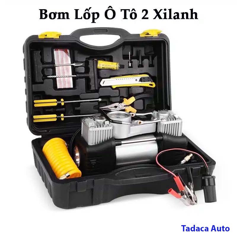 Bơm Lốp Ô Tô 2 Xi Lanh Cơ Siêu Khỏe