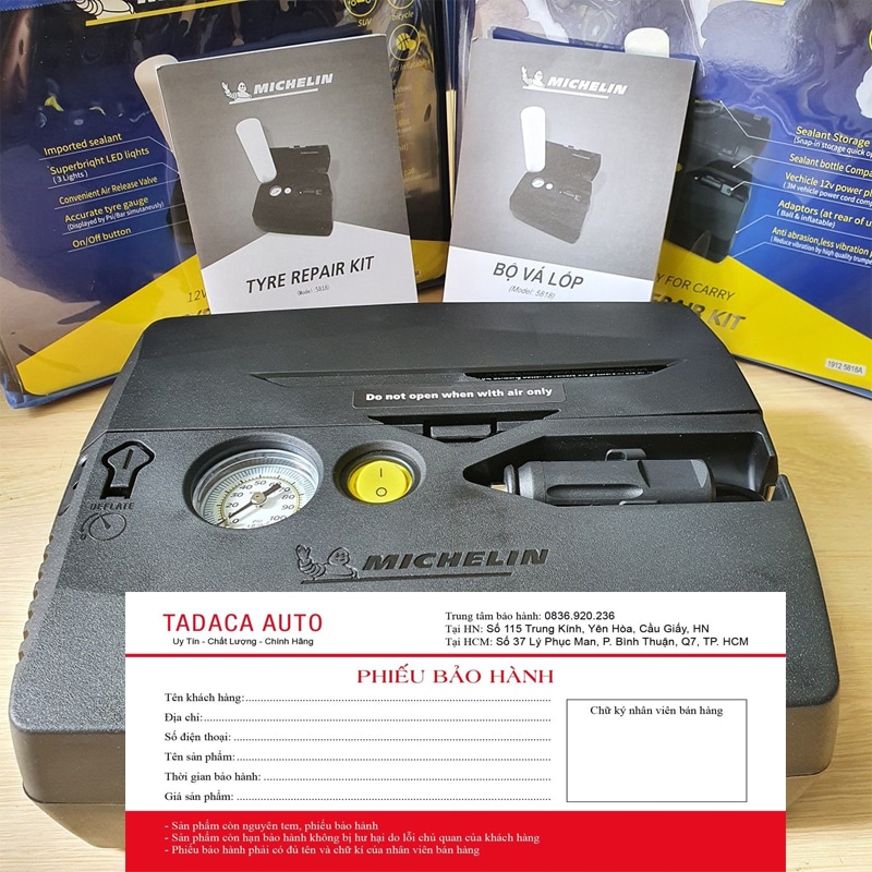 Bơm Lốp xe hơi Michelin 5818 Kèm Vá Lốp Khẩn Cấp
