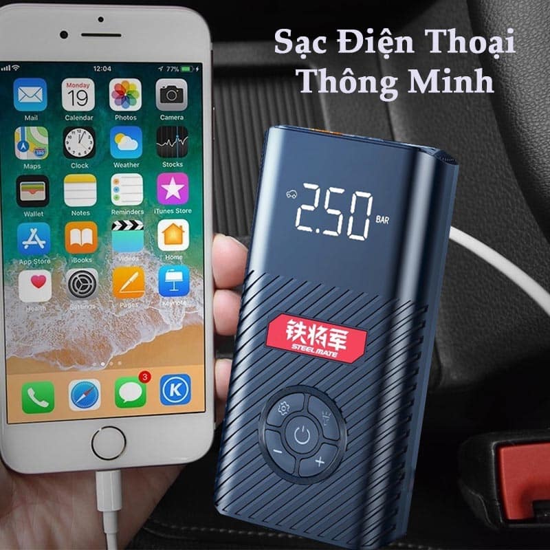 Bơm Lốp xe hơi Không Dây Steelmate P08 Chính Hãng