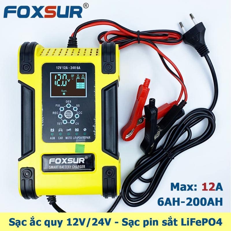 Sạc Ắc Quy Foxsur 12V-24V 200Ah Công Suất Lớn