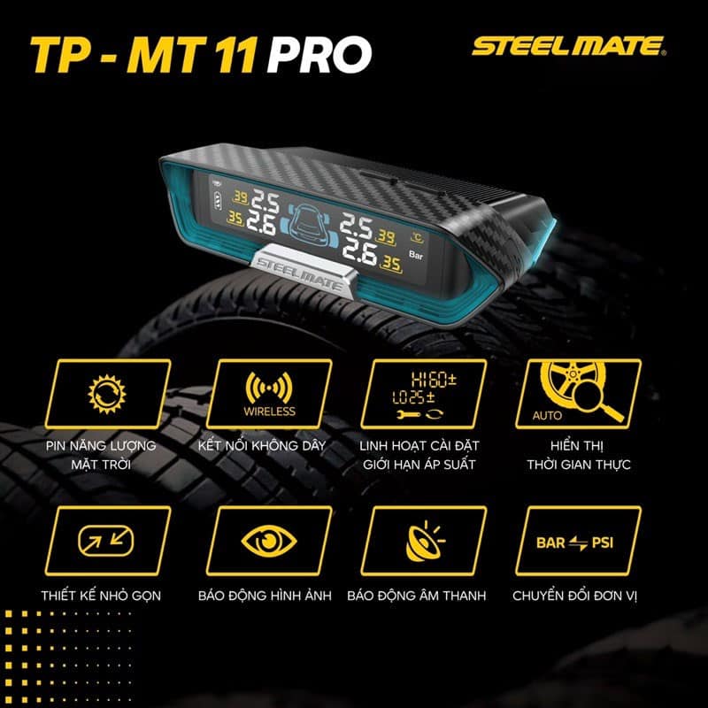 Cảm Biến Áp Suất Lốp Steelmate MT11 Pro Cao Cấp Van Trong