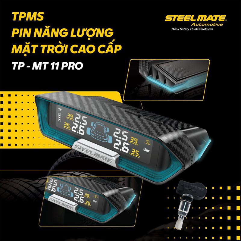 Cảm Biến Áp Suất Lốp Steelmate MT11 Pro Cao Cấp Van Trong