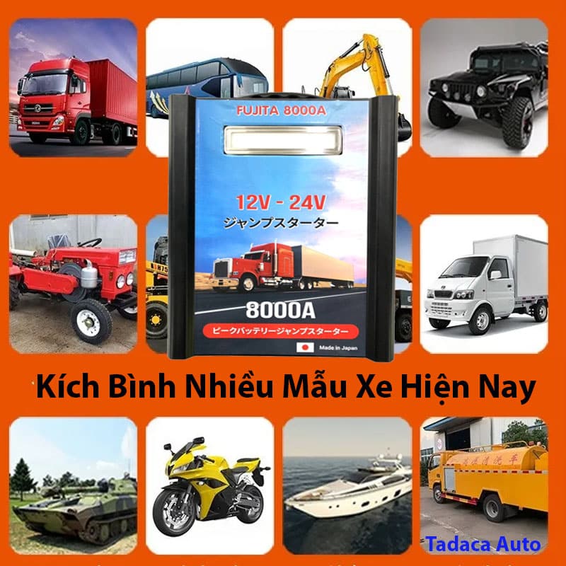 Kích Bình Xe Tải FUJITA 8000A 12V-24V Siêu Khủng