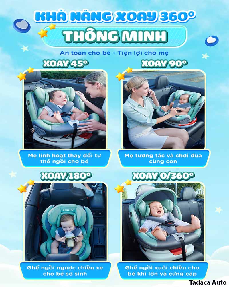 Ghế Ngồi Ô Tô Cho Bé Chilux Roy 360 Cho Trẻ Từ 0 Đến 12 Tuổi