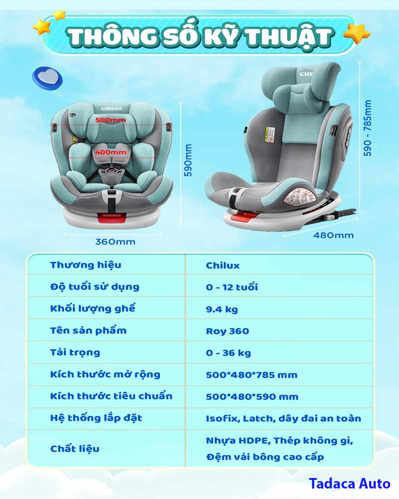 Ghế Ngồi Ô Tô Cho Bé Chilux Roy 360 Cho Trẻ Từ 0 Đến 12 Tuổi
