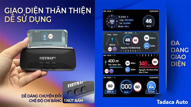 Màn Hình Vietmap HUD H50 Hiển Thị Đa Thông Tin