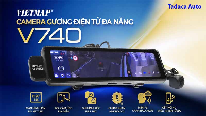 Vietmap Trình Làng Mẫu Camera Gương V740 Androi 4G